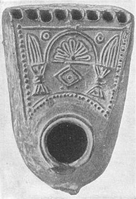 Hanukkah lamp unearthed near Jerusalem, c. 1900